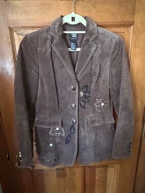 Worth 100% Genuine Leather Jacket Brown Size 4 Lined Classic Luxury